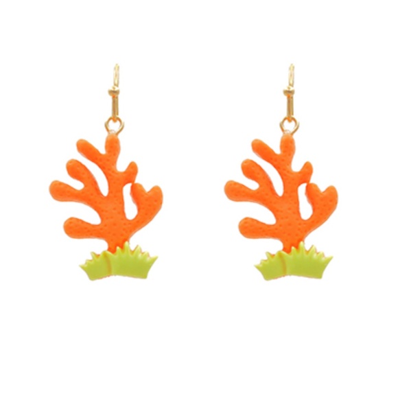 Coral Clay Dangle Earrings - Picture 1 of 1